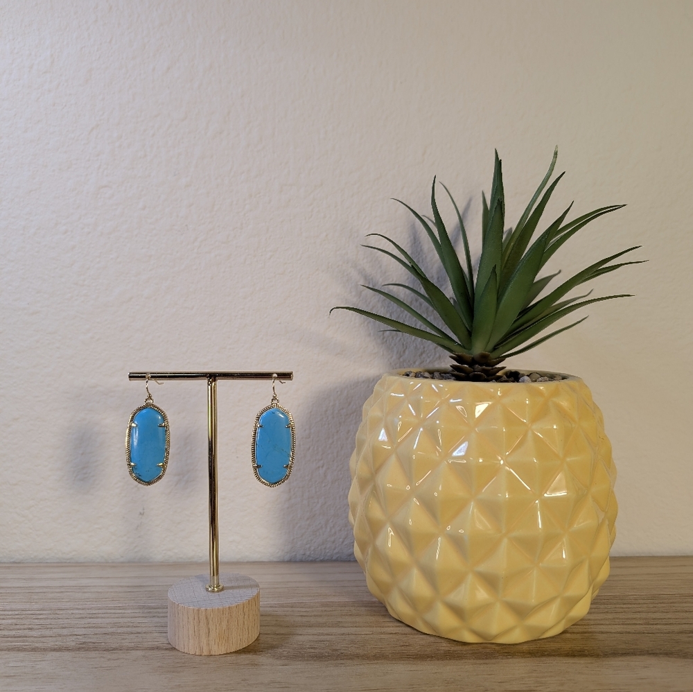 Kendra Scott Danielle Earrings – Turquoise Color Stone in Gold Tone